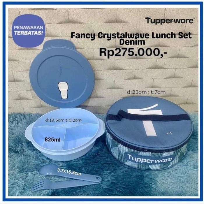 Tupperware Crystalwave Lunch Box Set (1) Tempat Bekal Makan Free Tas Original Dan Terpercaya