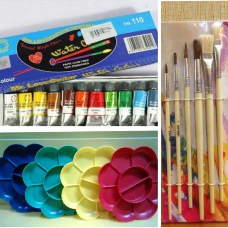 

PAKET MELUKIS 3 in 1 Palet Kuas Cat Air lukis ART SET murah AST