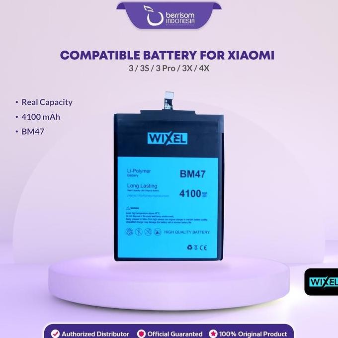 Wixel Me Baterai Xiaomi Bm47 Redmi 3 3S 3X Pro Prime 4X Batre Batrai