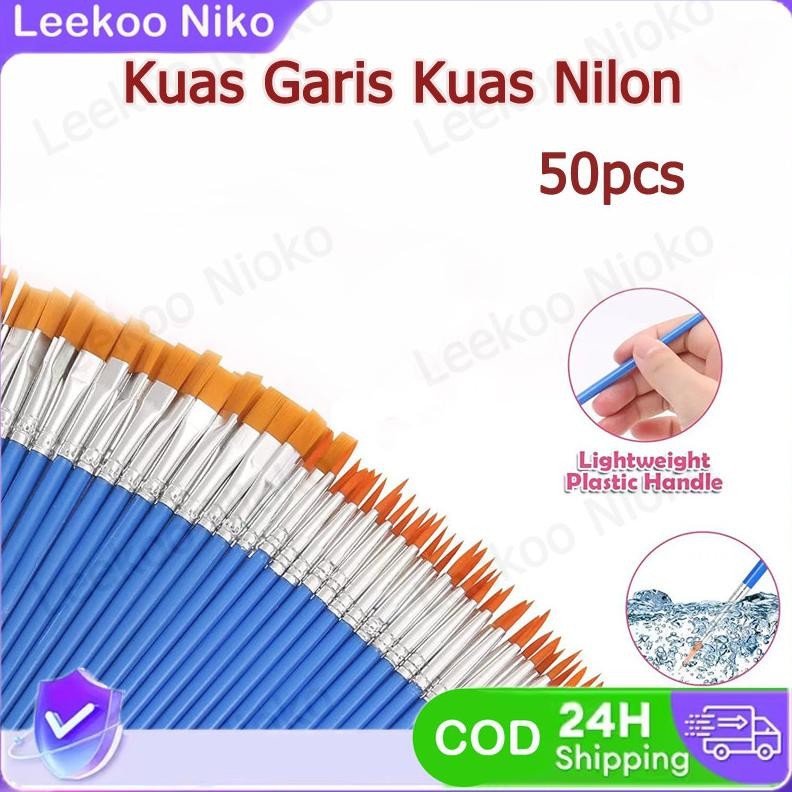 

50pcs Kuas Cat AirKuas Plastik NilonKuas MinyakKuas Garis Tepi DatarKuas Garis BesarGambar Seni SiswaGraffiti AST