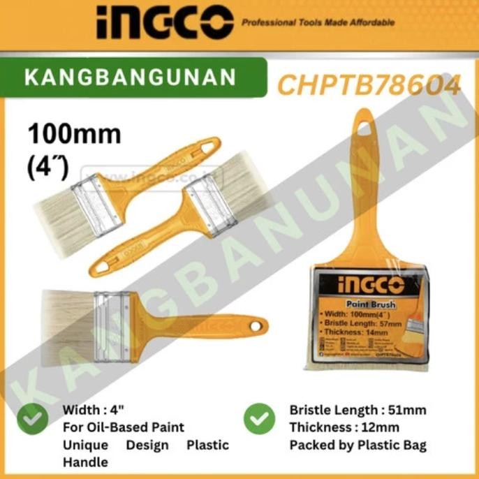 

Kuas Cat 4 inch / Kuas Gagang 4 " / Paint Brush 4" INGCO CHPTB78604 AST