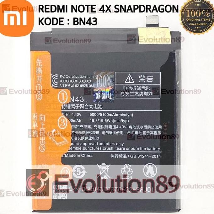 Baterai Bn43 / Xiaomi Redmi Note 4X Original Bn 43 Battery Batre