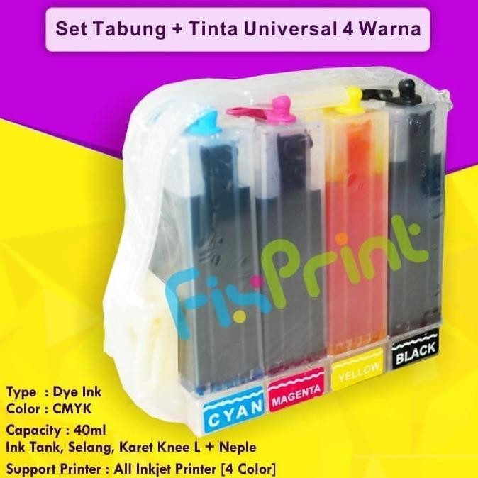 Tabung + Tinta Printer Infus 4 Warna 60Ml Ip2770 Mg2570 Ts307 Cmyk New Stok