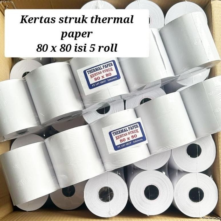 

merk LSY / kertas struk / thermal kasir paper 80x80 isi 5 roll AST