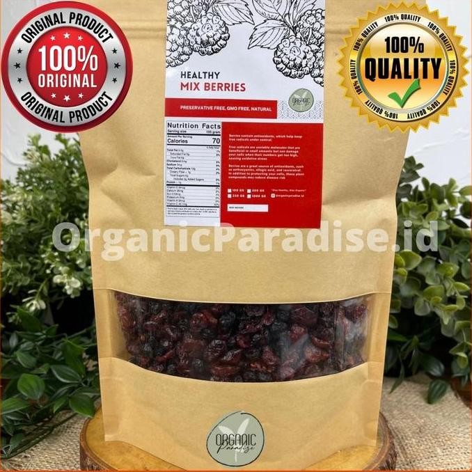 

Organic Paradise Mix Dried Fruit Berry 250 Gram / Buah Kering Mix Cranberry Blueberry 250 Gram Premium Import Usa Halal