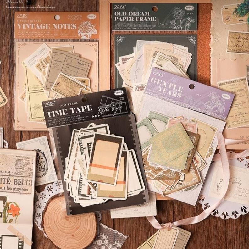 

100 lembar material paper kertas dekor jurnal scrapbook diy AST