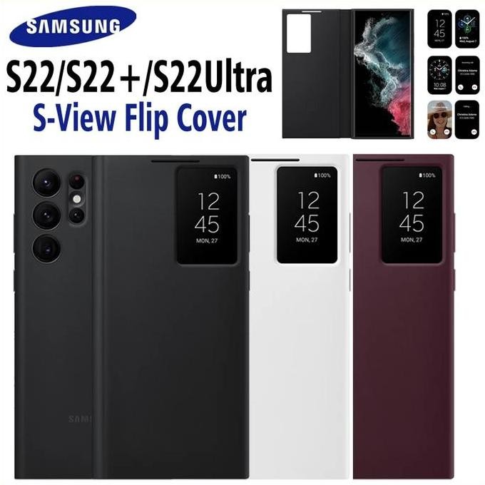 Flip Clear View Cover Case Untuk Samsung S22 Ultra S22Ultra