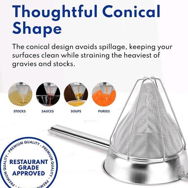 Stainless Steel Reinforced Bouillon Strainer Ss 188 Chinois Finemesh Sieve Saringan Masak
