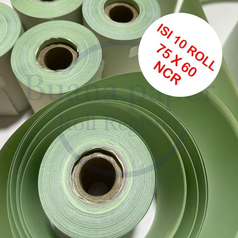 

Isi 10 Roll Kertas 2 Ply 75x60 Putih Hijau Epson TMU220 Dotmatrix dan lain-lain AST