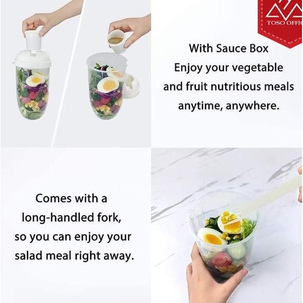 Kotak Makan Buah Sayur Salad Gau Salad Cup Portable Dressing Container 1 Ltr Gelas Plastik Salad Lun