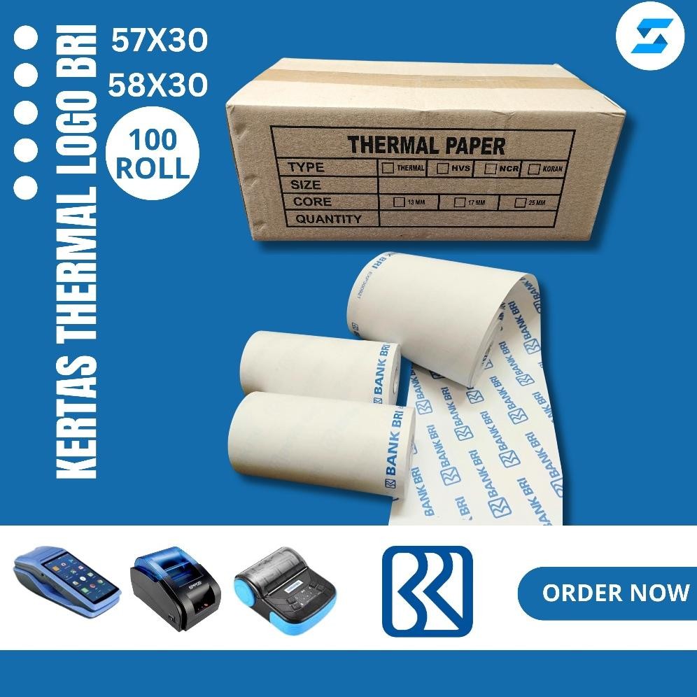 

KERTAS THERMAL EDC LOGO BRI 57X30 ISI 100 ROLL AST