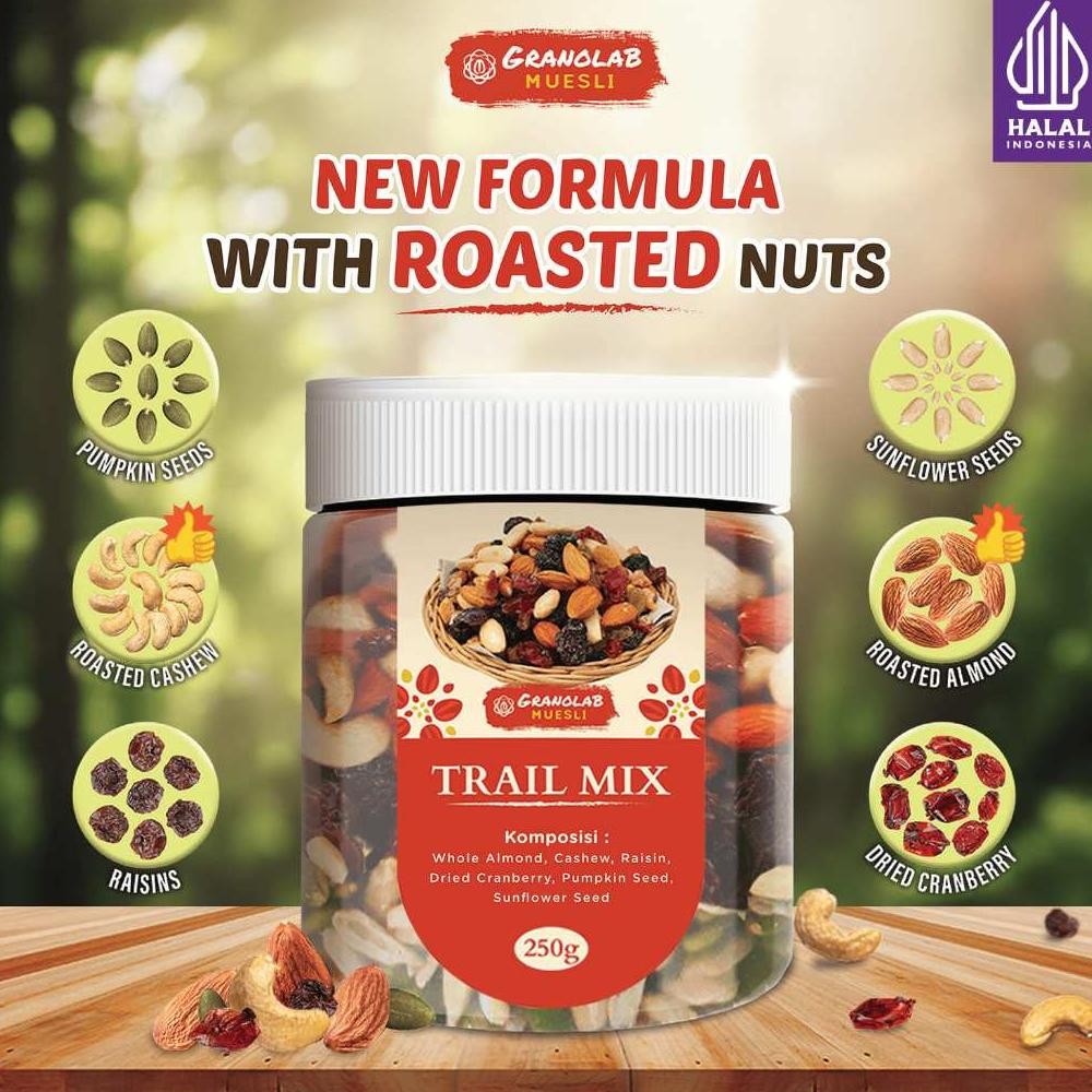 

Trail Mix 250gr | Snack Sehat - Almond, Cashew, Raisin, Cranberry, Pumpkin Seed, Sunflower Seed | Cemilan Kacang & Biji-Bijian