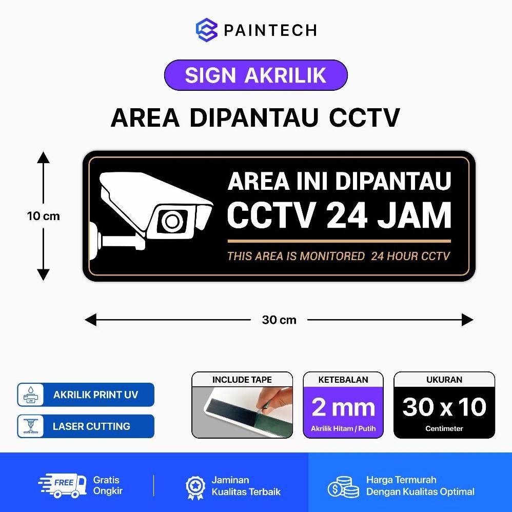 

Sign Akrilik Tanda CCTV Akrilik Print UV Signage Ukuran 30 X 10 CM AST