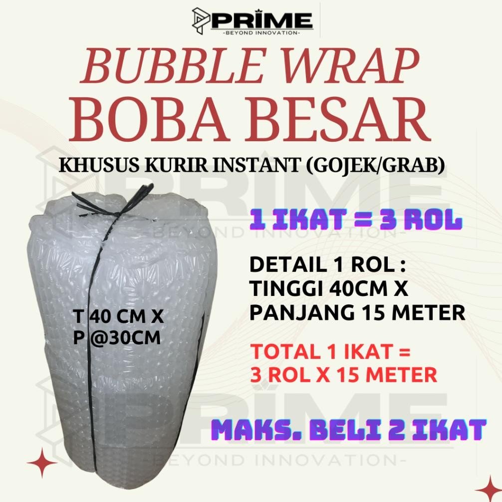 

BUBBLE WRAP BOBA BESAR - T40CM X P30CM KHUSUS KURIR INSTANT AIR CUSHION ROLL PACKING PAKET PACKAGING TEBAL AST