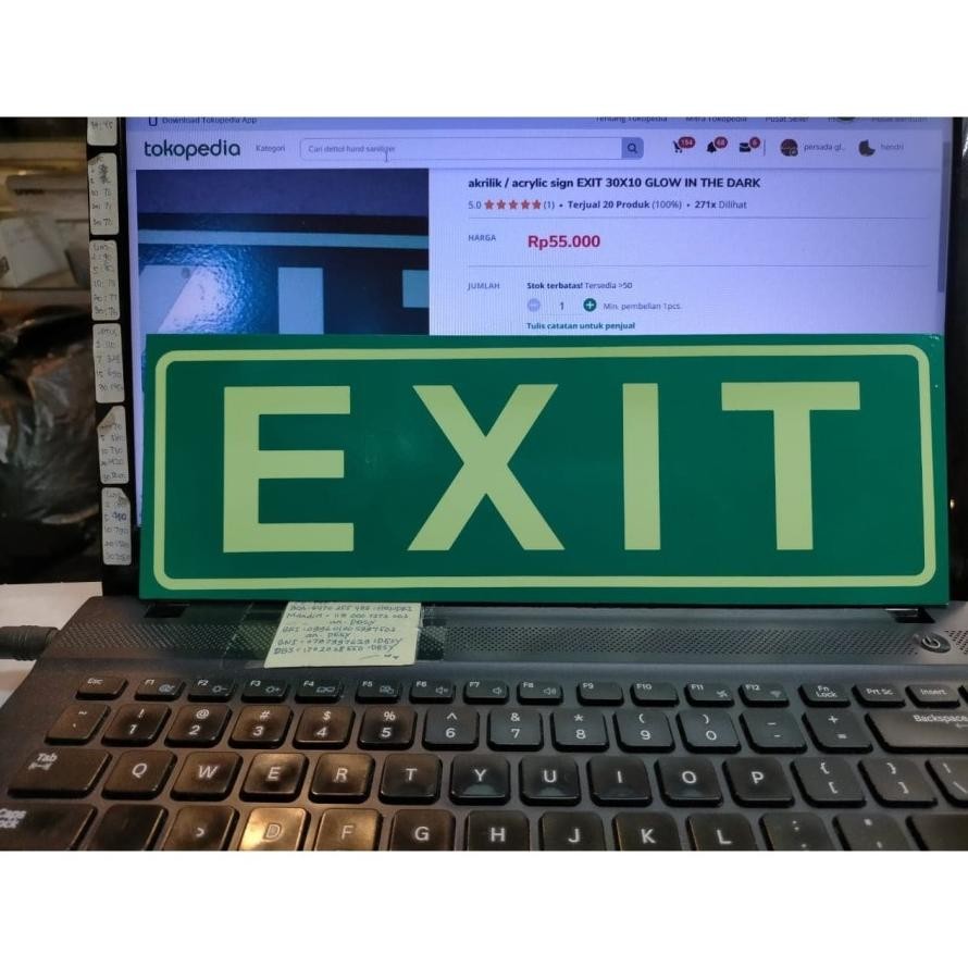 

akrilik / acrylic sign EXIT 30X10 GLOW IN THE DARK AST
