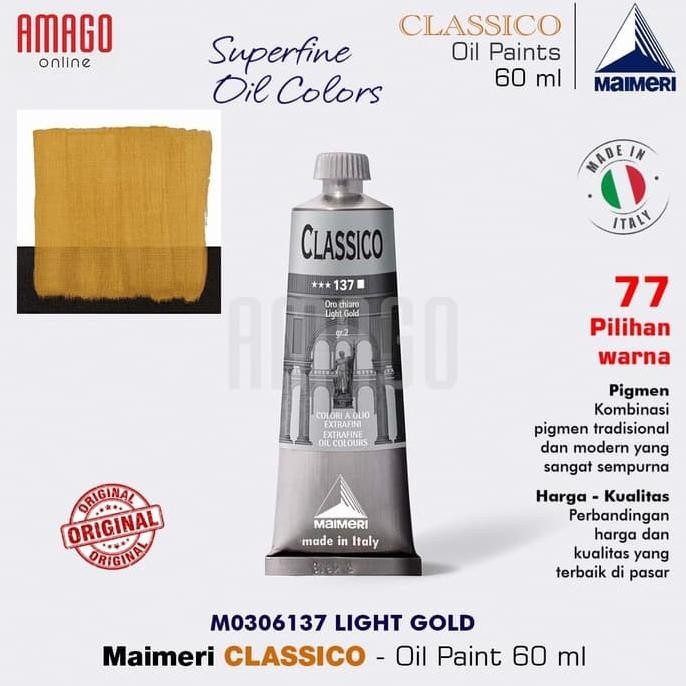 

Cat Minyak Lukis MAIMERI Classico - Oil Paint - Light Gold - 60ml - M0306137 AST