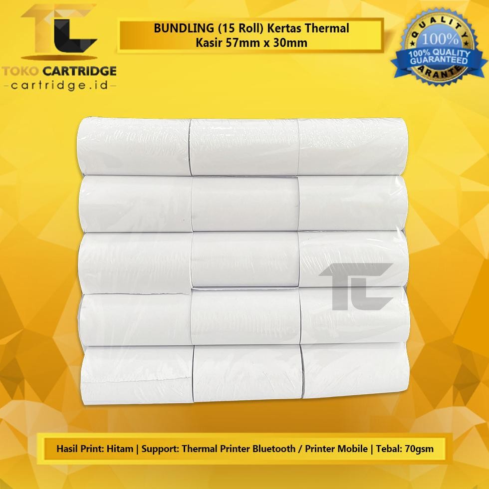 

New Kertas Kasir Thermall 15 Roll 57x30 57x30 58x30 58x30 EDC Core Tanpa Core AST