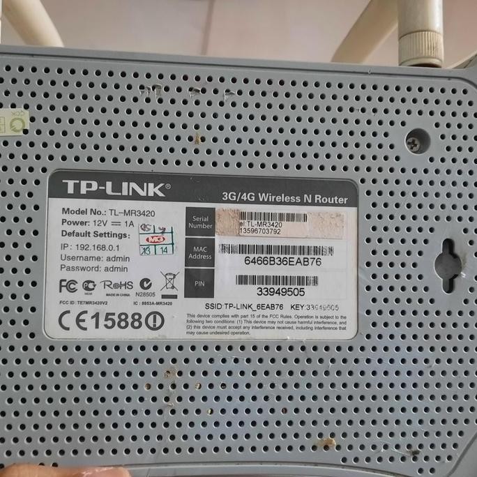 Tp-Link Tl-Mr3420 3G/4G Wireless Router New Stok