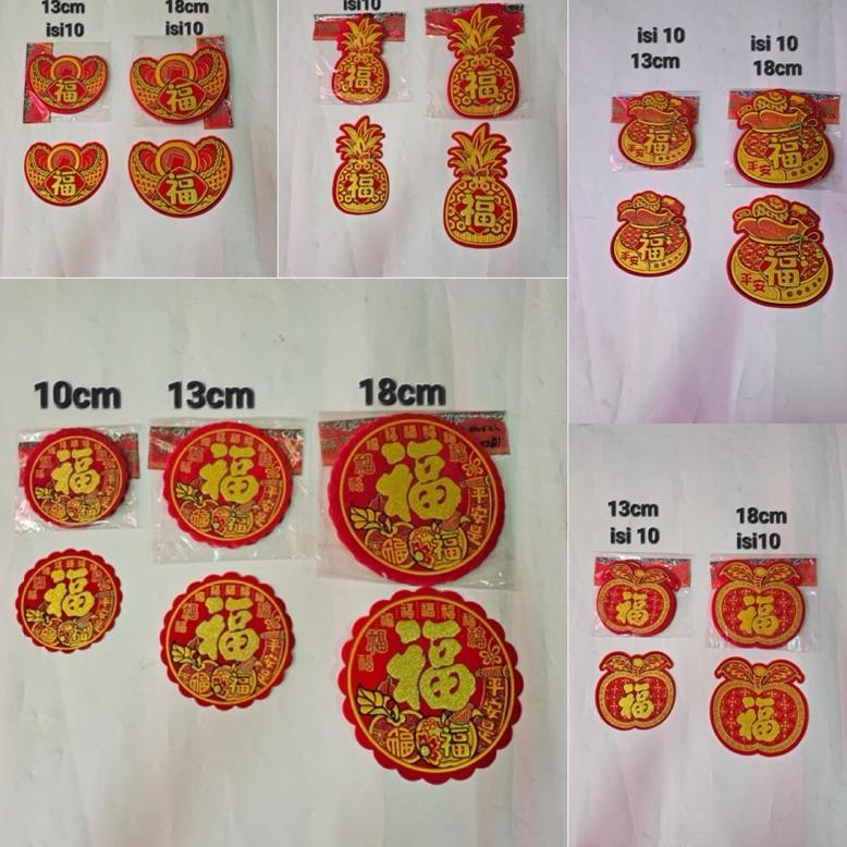 

Stiker Tempelan Fuk Hoki Gliter bludru imlek / Tempelan Stiker Dinding Imlek CNY Fu Fuk Sincia Imlek Bludru AST