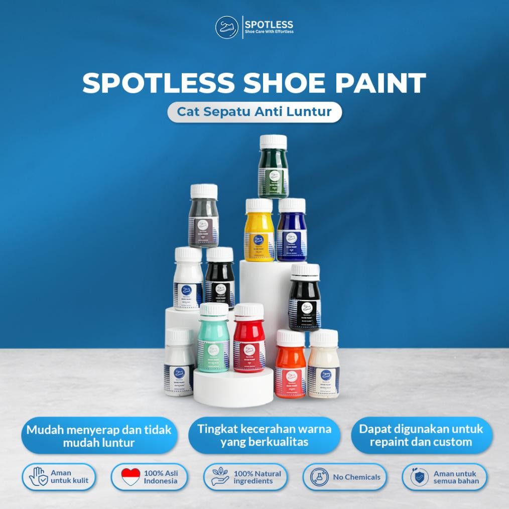 Spotless Shoe Paint (Anti Luntur) - Cat Sepatu & Tas, Waterbase Mudah Menyerap & Tahan Lama