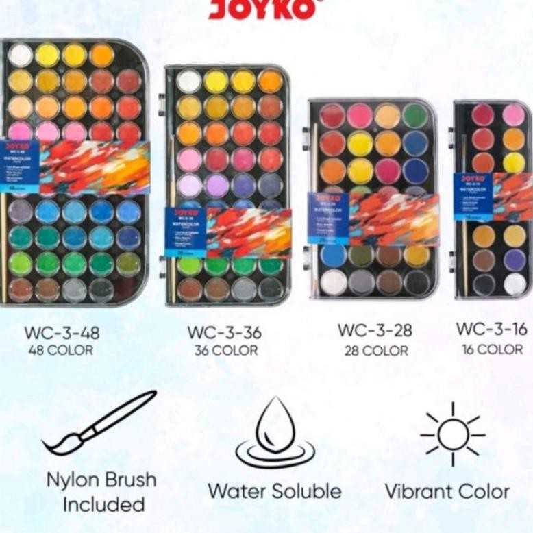 

Joyko watercolor set isi 16 - 48 warna / Joyko Cat Air isi 16 - 48 warna AST