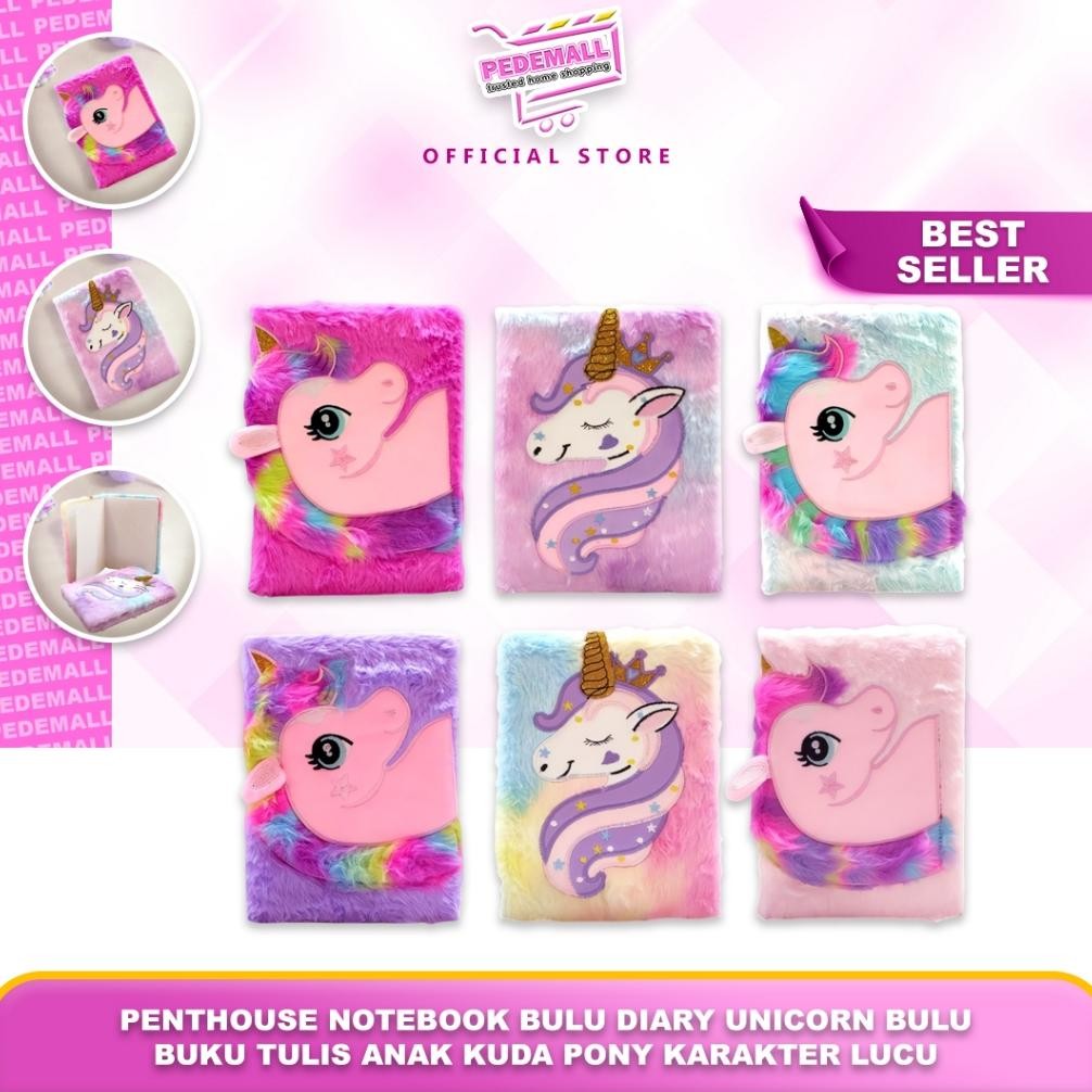 

PENTHOUSE Notebook Bulu Diary Unicorn Bulu Buku Tulis Anak Kuda Pony Karakter Lucu AST
