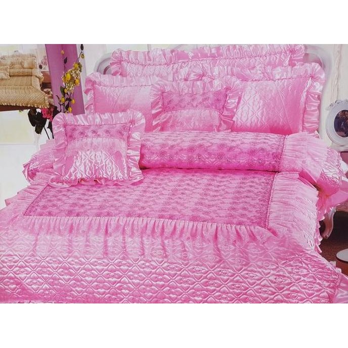 Bed Cover dan Sprei Pengantin Satin Import Bunga Payet