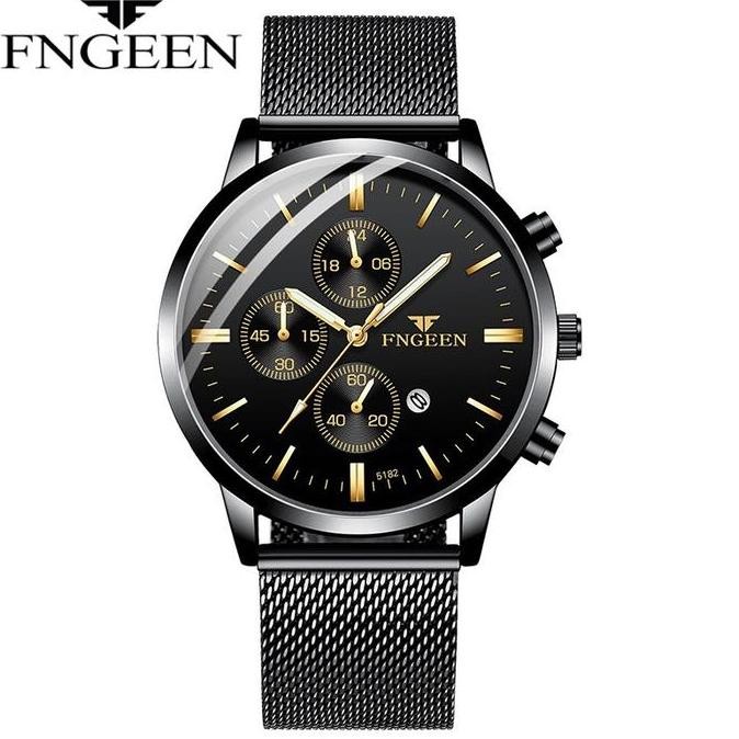 Tersedia FNGEEN 5128 Jam Tangan Pria Anti Air Original 100% Keren Buat Gaya Tali Pasir Quartz Cowok 