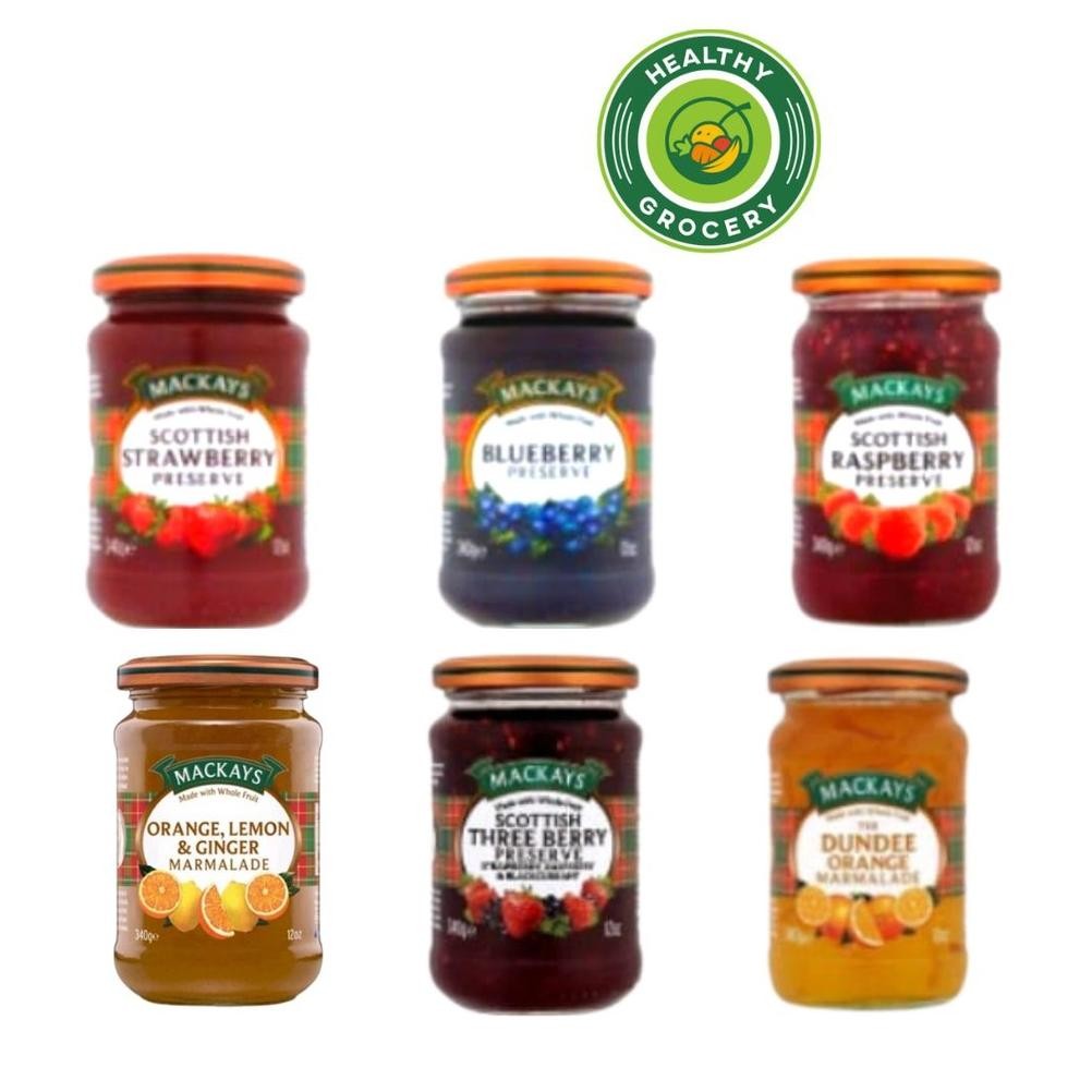 

Mackays 340gr Strawberry / Blueberry / Orange Marmalade / Orange Lemon And Ginger Marmalade / Raspberry / Three Berry / Selai Buah / Selai Roti Dan Kue / Mackay
