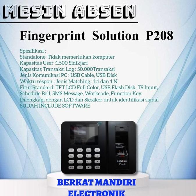 Fingerprint Mesin Absensi Solution P208