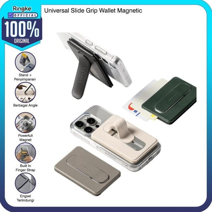 Magsafe Ringke Universal Slide Grip Wallet Magnetic Aksesoris Magsafe Magnet All in One / Grip Anti 