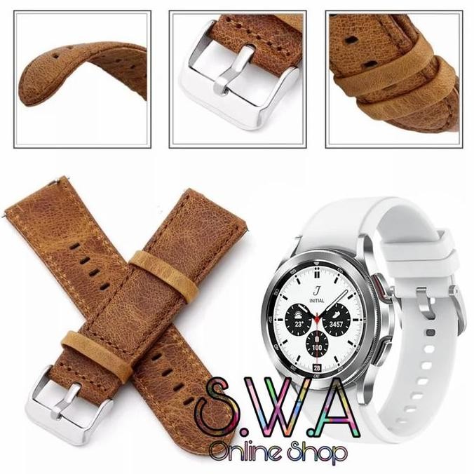 Tersedia Strap Leather Kulit Asli Tali Jam Samsung Galaxy Watch 4 Classic 42mm