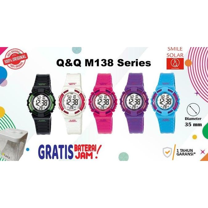 Tersedia Jam Tangan Sport Digital Wanita Anak Original Q&Q QnQ QQ M138 M138J