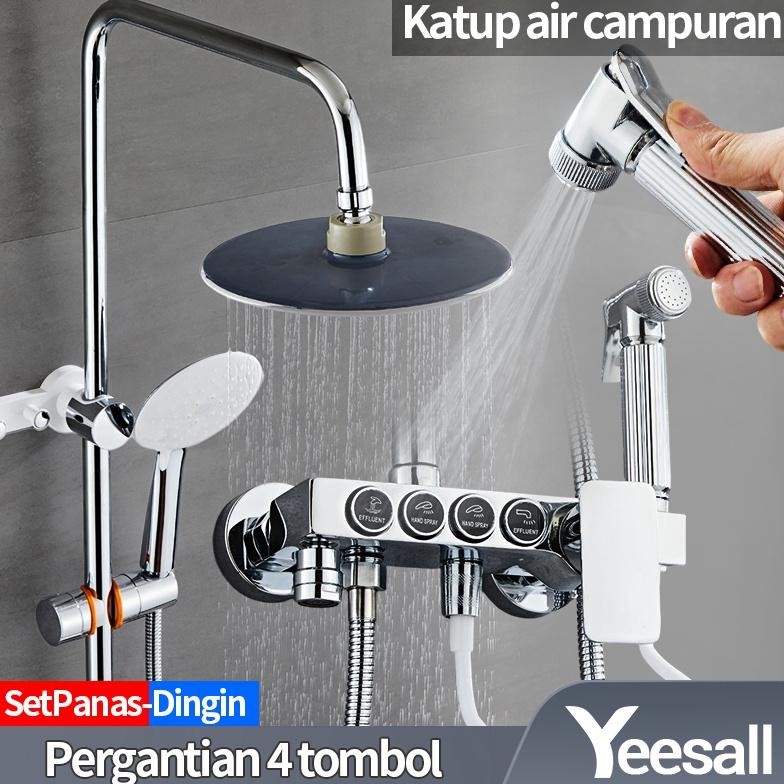 4 Dalam 1 Shower Tiang Set Panas-Dingin / Shower Set / Kepala Pancuran / Keran Mandi Air Panas Dingi