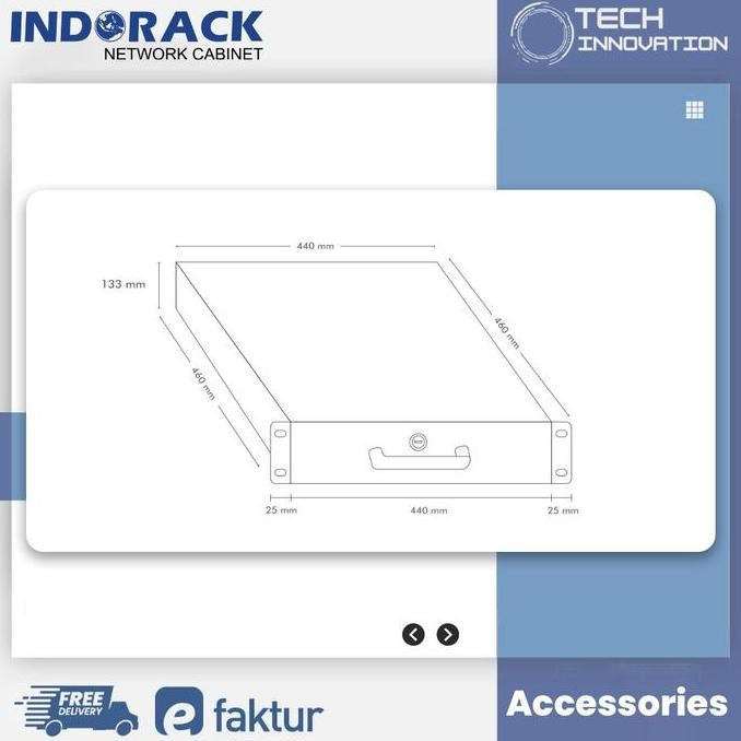 Indorack Drawer 3U Depth 460Mm W/ Lock Laci Rackmount Rak Server Dr03 New Stok