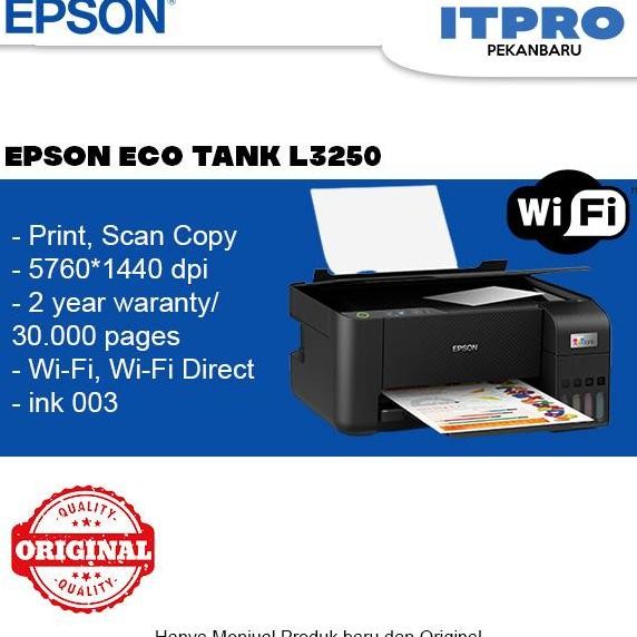 New Epson Eco Tank L3250 Printer Multifungsi Wifi Pengganti L3150 New Stok