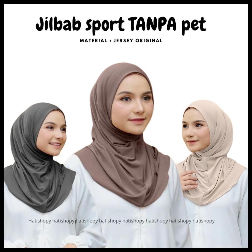JILBAB SPORT OLAH RAGA NON PET BAHAN JERSEY ORIGINAL / BERGO INSTAN OLAHRAGA TANPA PET PREMIUM / HIJ