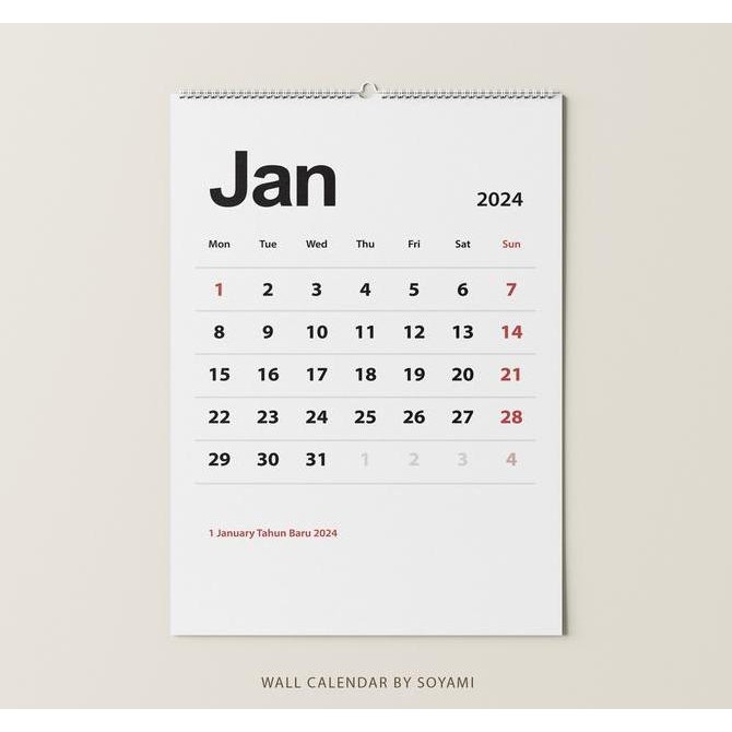 

Kalender Dinding A3 Simple White Aesthetic Quality Spiral Co