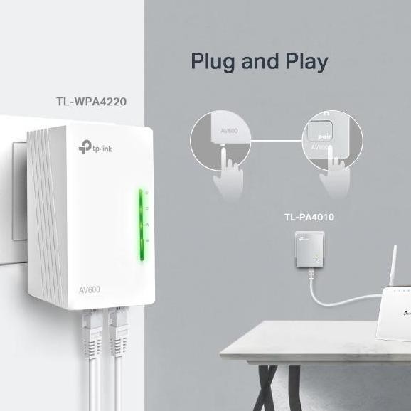 Tp-Link Tl-Wpa4220 Kit 2 Pack 300Mbps Av600 Wi-Fi Powerline Extender New Stok