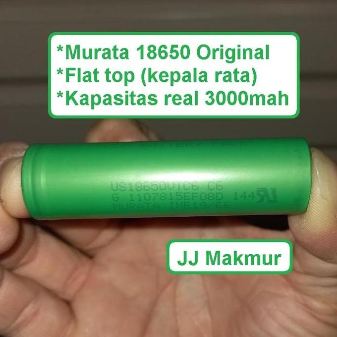 Baterai Murata 18650 Batere Laptop 3000Mah - Batere Cas Rechargable Battery 18650 New Stok