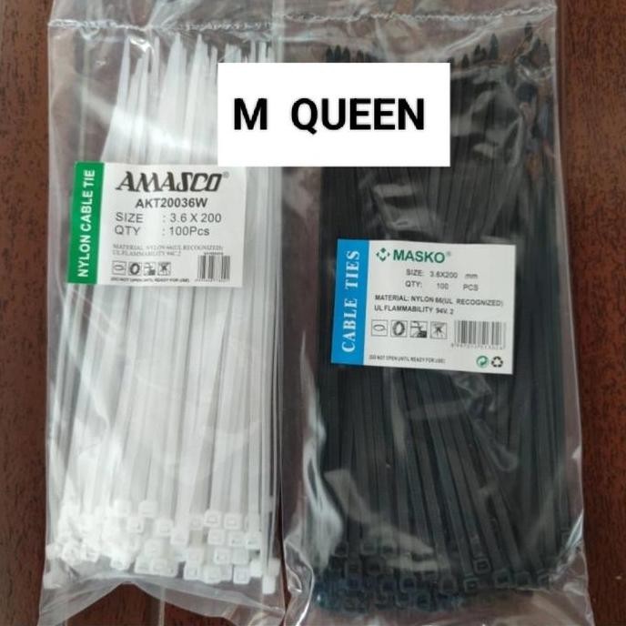 

Kabel Tis Ties / Cable Tie 3.6X200Mm 3.6 X 200Mm 20 Cm Putih / Hitam Co