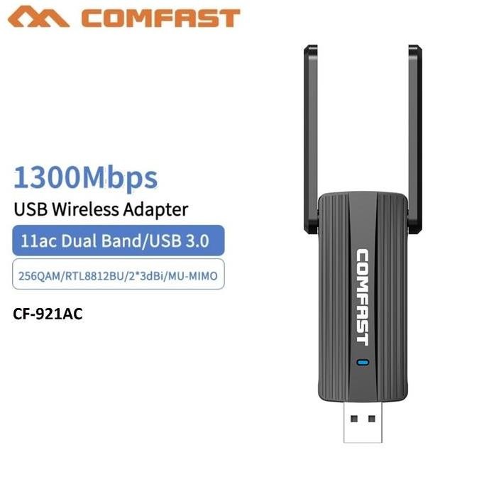 Comfast Ac1200 Wireless Usb Adapter Dual Band 5G Wifi Dongle Cf-921Ac New Stok