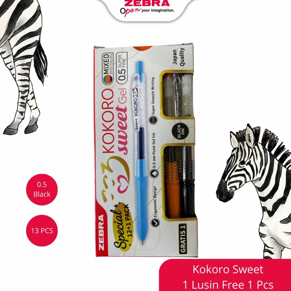 

Asaba Bandung - Zebra Pulpen Kokoro Black 13 Pcs / Kokoro Sweet 1 Lusin (tinta hitam)
