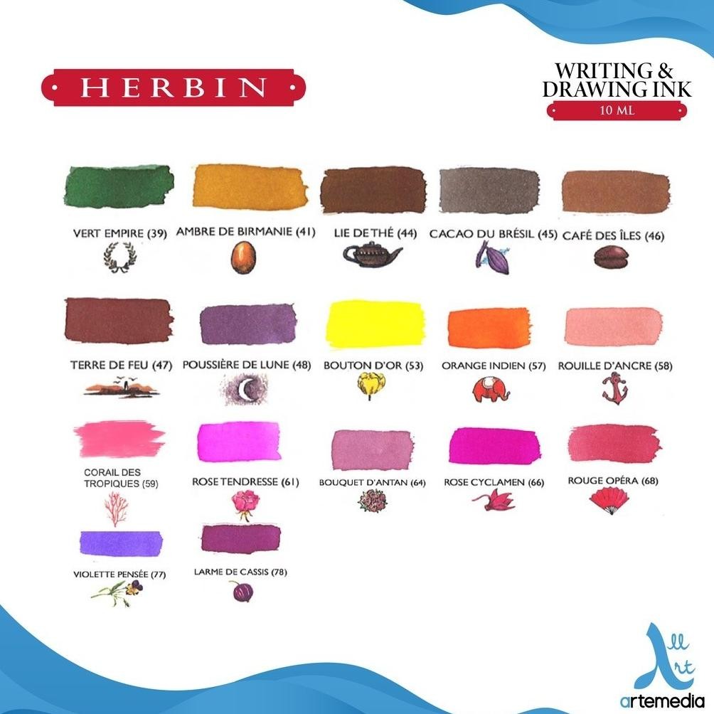 

Herbin Writing and Drawing Ink Bottle 10ml Tinta Kaligrafi