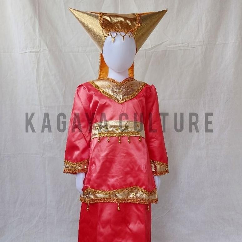 Baju Adat Padang Anak Perempuan Lengkap Aksesoris Tanduk Minang - Baju Tari Adat Padang Anak - Baju 