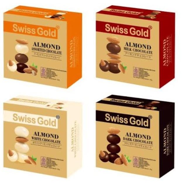 

Swiss Gold Almond Assorted White Milk Dark Chocolate 65G Halal