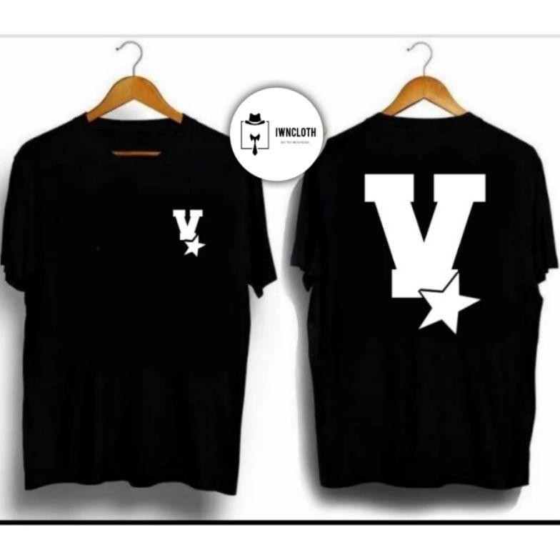 Promo Kaos Inisial Nama Huruf V Star Sablon Dtf T-Shirt Kaos Distro Pria Wanita