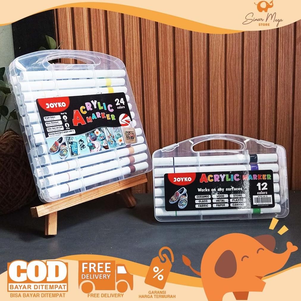 

JOYKO Acrylic Color Marker ACMK-68 - Spidol Akrilik Waterproof Set 12/24 Warna Murah