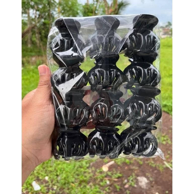 Ready 12 Pcs Jedai Hitam Besar Ukuran 5 Cm Jepit Rambut Grosir