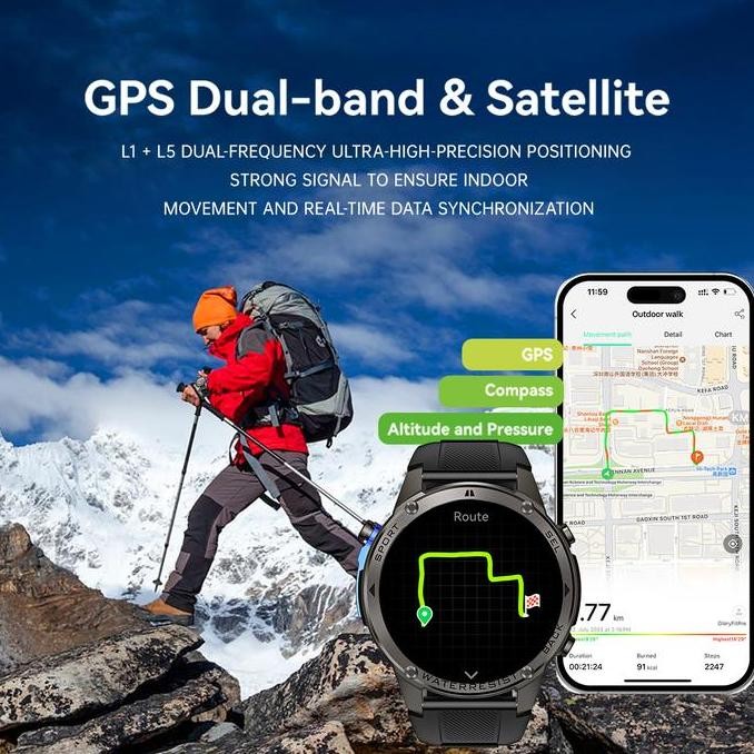 SKMEI X DH.GadgetSKMEI DM56 Smartwatch GPS Map | 1.43 Amoled | 5ATM Waterproof | Compass | Altitude 